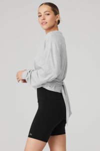 Pulowery Alo Yoga Dreamy Wrap Damskie Szare | 94701-XPOB