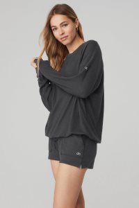 Pulowery Alo Yoga Soho Damskie Ciemny Szare | 02854-GMAJ
