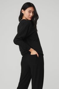 Pulowery Alo Yoga Soho Damskie Czarne | 75213-BVQW