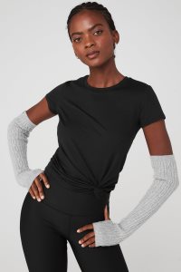Rękawiczki Alo Yoga Cable Knit Arm Warmers Damskie Szare | 61905-CHTM