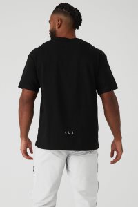 Short Sleeve Alo Yoga Alo Maison Męskie Czarne | 28759-VWRN