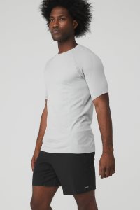 Short Sleeve Alo Yoga Amplify Seamless Tee Męskie Szare | 46517-ALIO