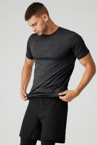 Short Sleeve Alo Yoga Conquer Reform Crewneck Męskie Ciemny Szare | 48510-ETVH