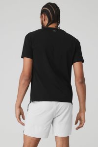 Short Sleeve Alo Yoga Idol Performance Tee Męskie Czarne | 70241-LSEK