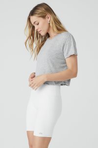 Short Sleeve Alo Yoga Laid Back Tee Damskie Szare | 89132-EORD