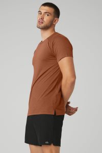 Short Sleeve Alo Yoga The Triumph Crew Neck Tee Męskie Czerwone | 51647-QUWC