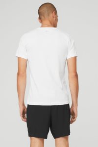 Short Sleeve Alo Yoga The Triumph V-Neck Tee Męskie Białe | 60513-KUQZ