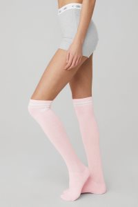 Skarpety Alo Yoga Knee-High Throwback Damskie Różowe Białe | 24067-SDVQ