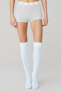 Skarpety Alo Yoga Knee-High Throwback Damskie Niebieskie Białe | 70384-PGTH