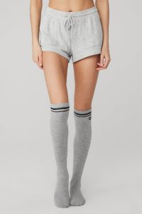 Skarpety Alo Yoga Knee-High Throwback Damskie Szare Czarne | 76085-DZGJ