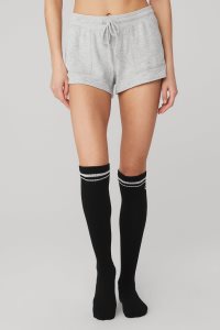Skarpety Alo Yoga Knee-High Throwback Damskie Czarne Białe | 92348-ESGC