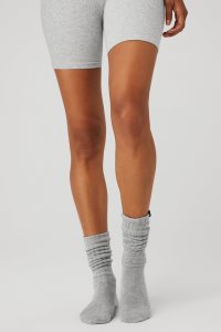 Skarpety Alo Yoga Scrunch Damskie Szare | 56370-AHNC