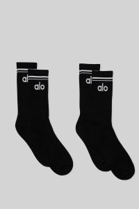 Skarpety Alo Yoga Throwback (2 Pack) Damskie Czarne Białe | 23450-KLGN