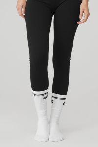 Skarpety Alo Yoga Throwback Barre Damskie Białe Czarne | 92684-HZUM