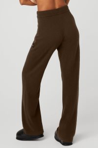 Spodnie Sportowe Alo Yoga Cashmere High-Stanem Jet Set Szerokie Leg Pant Damskie Kawa | 27546-WQNJ