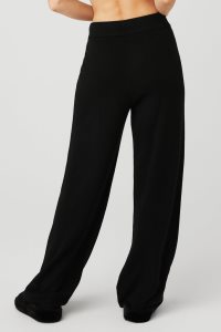 Spodnie Sportowe Alo Yoga Cashmere High-Stanem Jet Set Szerokie Leg Pant Damskie Czarne | 91704-BPAF