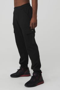 Spodnie Sportowe Alo Yoga Highline Cargo Sweatpant Męskie Czarne | 36157-FPJE