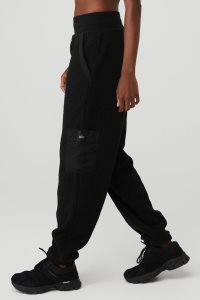 Spodnie Sportowe Alo Yoga Micro High-Stanem Solstice Sweatpant Damskie Czarne | 50673-BIKH