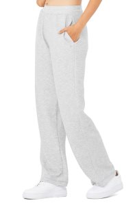 Spodnie Sportowe Alo Yoga Micro Waffle High-Stanem Pleasant Szerokie Leg Pant Damskie Szare | 61973-UCOG