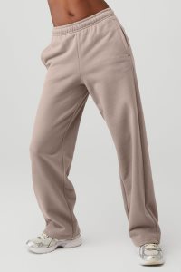 Spodnie Sportowe Alo Yoga Renown Heavy Weight Sweatpant Damskie Szare Brązowe | 52147-DEAZ