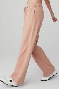 Spodnie Sportowe Alo Yoga Renown Heavy Weight Sweatpant Damskie Różowe | 69147-YWTS