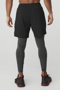 Spodnie Sportowe Alo Yoga Stabilne 2 In 1 Pant Męskie Czarne | 78520-DCNX