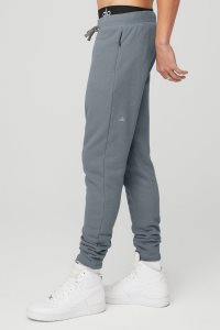 Spodnie Sportowe Alo Yoga The Triumph Sweatpant Męskie Szare Niebieskie | 70415-MWFB
