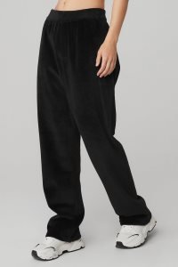 Spodnie Sportowe Alo Yoga Velour Baller Pant Damskie Czarne | 42507-BNAS