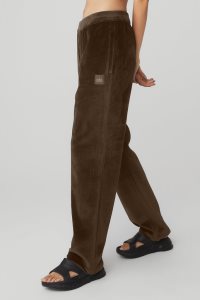 Spodnie Sportowe Alo Yoga Velour Baller Pant Damskie Kawa | 65829-YZLA