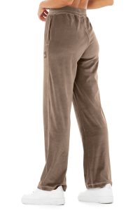 Spodnie Sportowe Alo Yoga Velour High-Stanem Glimmer Szerokie Leg Pant Damskie Kawa | 94507-LGRJ