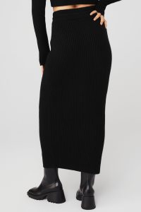Spódnice Alo Yoga Cashmere Żebrowany High-Stanem Zimowe Dream Skirt Damskie Czarne | 73260-GOHI