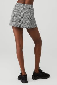 Spódnice Alo Yoga Jacquard Glenplaid Tenisa Skirt Damskie Tytan Czarne | 97160-UXFN