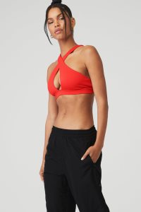 Staniki Alo Yoga Airbrush Destination Damskie Czerwone | 58763-VDYX