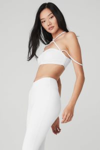 Staniki Alo Yoga Airbrush Electric Off The Shoulder Damskie Białe | 35697-LQFS