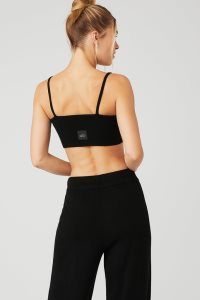 Staniki Alo Yoga Cashmere Jet Set Damskie Czarne | 21598-UKQJ