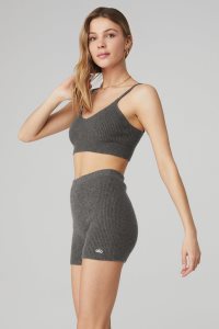 Staniki Alo Yoga Cashmere Żebrowany Staycation Damskie Szare | 51709-HGUZ
