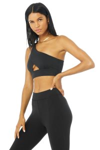 Staniki Alo Yoga Diagonal Flex Damskie Czarne | 47685-AQKN