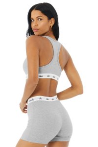 Staniki Alo Yoga Icon Żebrowany Henley Damskie Szare | 74985-PCKD