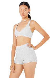 Staniki Alo Yoga Micro Waffle Pleasant Damskie Szare | 78923-QFNR