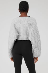 Sweter Rozpinany Alo Yoga Cable Knit Shawl Damskie Szare | 75938-HUQB