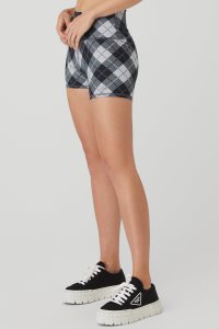 Szorty Alo Yoga 4 Vapor High-Stanem Argyle Damskie Czarne Ciemny Szare | 61584-MJEZ