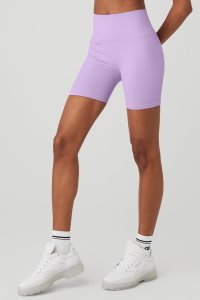 Szorty Alo Yoga 5 Seamless Żebrowany Favorite Damskie Fioletowe | 58129-TYZN