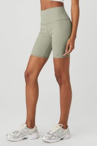 Szorty Alo Yoga 7 High-Stanem Motocyklowe Damskie Cytrynowy Zielone | 95247-UVYQ